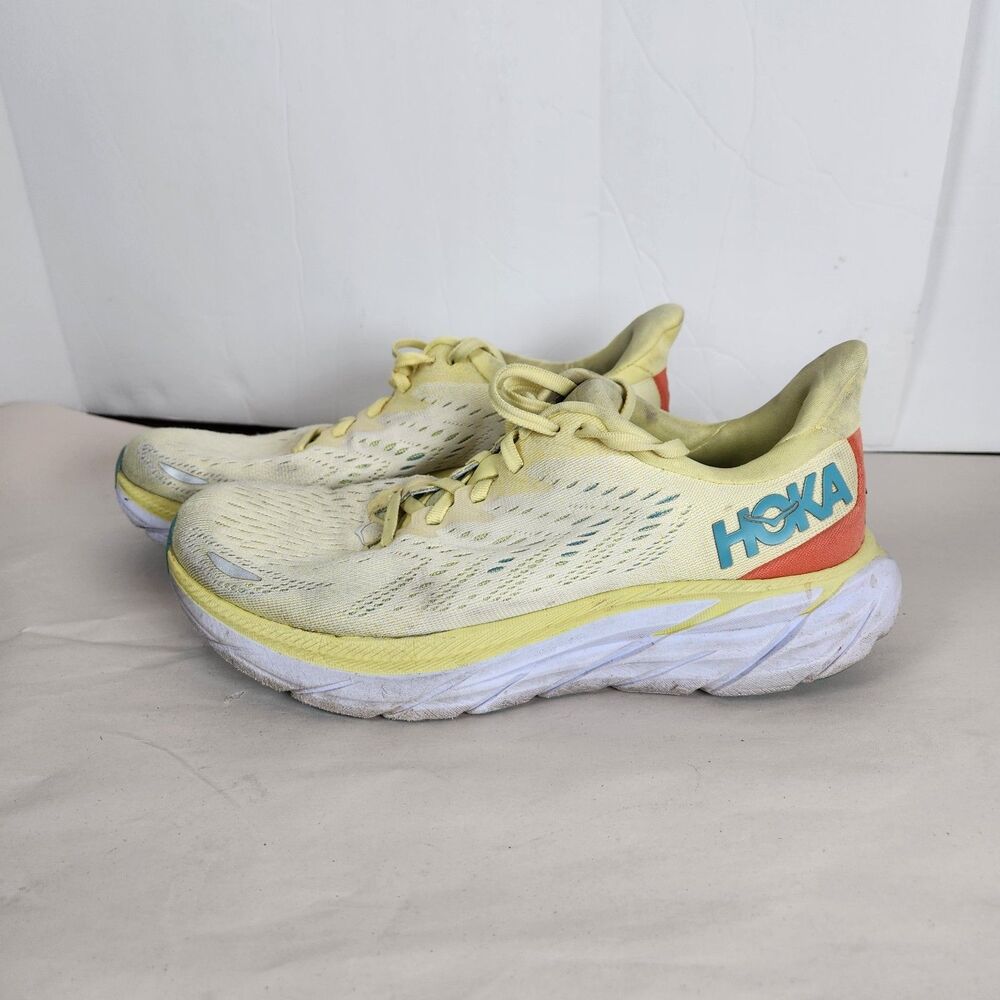 Hoka Womens Clifton 8 1119394 YPSC pale yellow‎ Running Shoes Sneakers Sz 7.5B